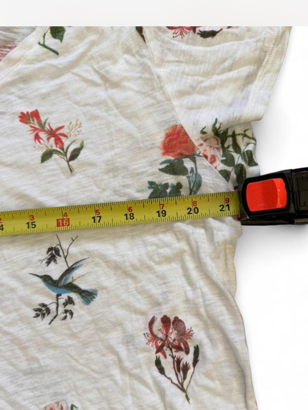 Lucky Brand White Short Sleeve Tee with Floral & Butterfly Print - Picture 5 of 6